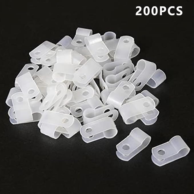 100Pcs Nylon R-Type Cable Clips 5/8 Inch Plastic Wire Mount Clamp | Nylon Construction, Standard 5/8 Inch Opening, R Shape Cable Fixing, Easy Screw Mount Install, Neat Wire Organization Use