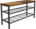3-Tier Metal Shoe Rack with Wood Top - Durable & Space-Saving Shoe Organizer,Industrial Shoe Organizer Shelf Bench Storagefor Closet Entryway, Bedroom & Hallway - Bronze + Black 28.5 W × 18" H