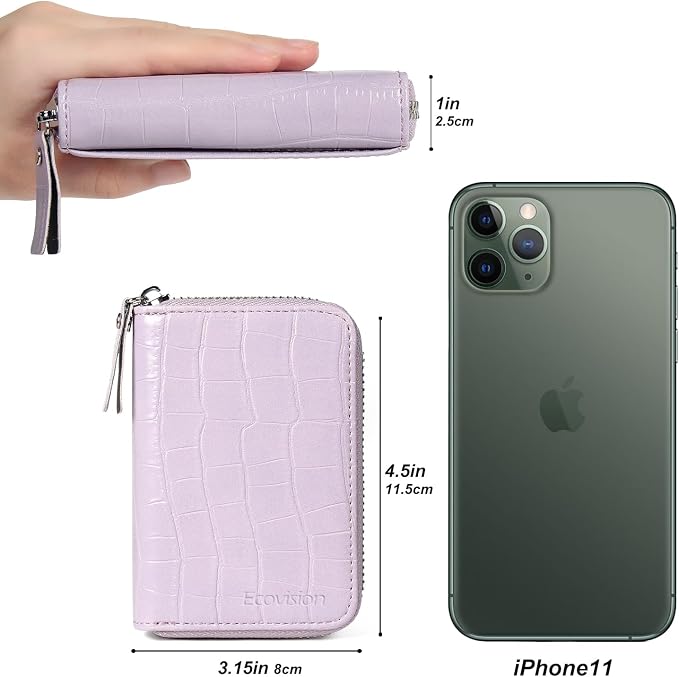 Credit Card Wallet, RFID Card Case Wallet, Zipper Card Cases Holder for Men Women, RFID Blocking, KeyChain Wallet, Compact Size Card Organizer Case for Women