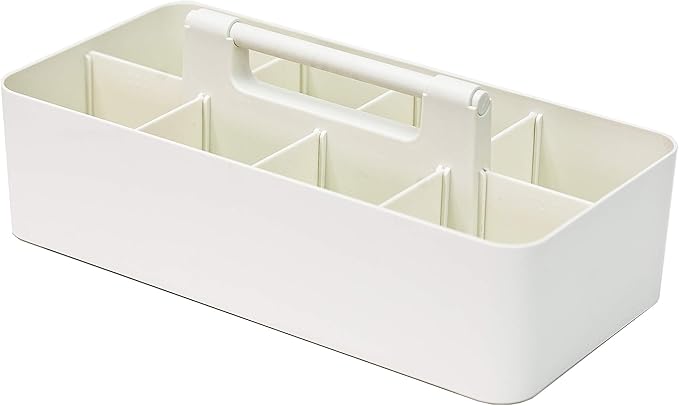 -Large Portable Caddy, DIY Dividers, 8 Compartments, School Office Supplies Home Business Organizer,Portable Basket with Handle Storage Organizer Modern Made in USA (6 PACK, Ivory)