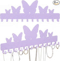 Hicarer 2 Pack Purple Butterfly Necklace Holder Wall Mount with 24 Hooks Adhesive Metal Jewelry Organizer Gifts for Women Back to School Dorm Room Storage for Bracelets Necklace Keys