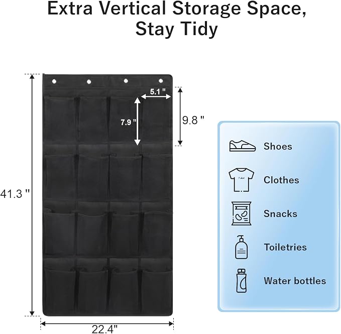 F-color Over the Door Organizer for Cruise - 16-Pocket Hanging Organizer | Tool-Free Mount with 4 Metal Hooks, See-Through Mesh Pockets, Lightweight & Foldable, Space-Saving for Travel and Daily Use