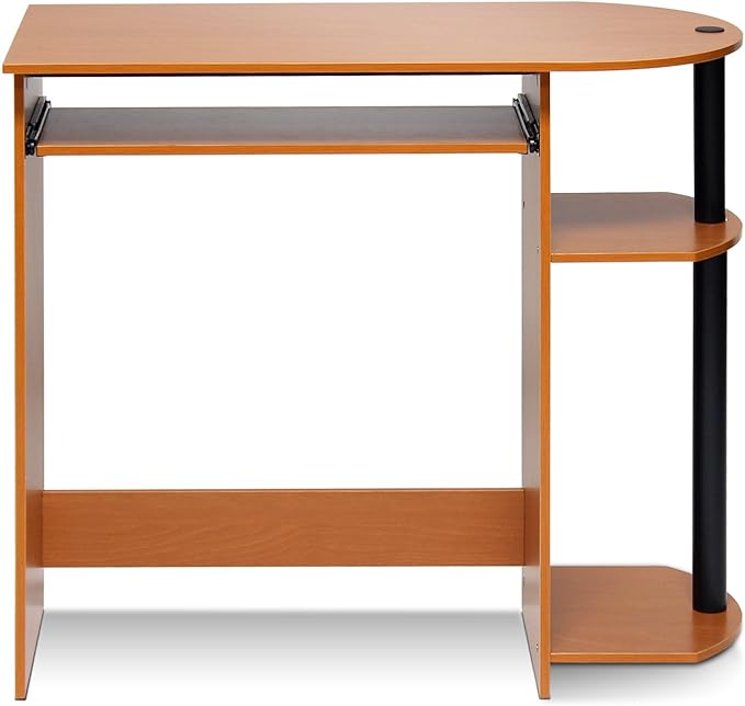 Furinno Simplistic Easy Assembly Computer Desk, With Keyboard Tray, Light Cherry/Black