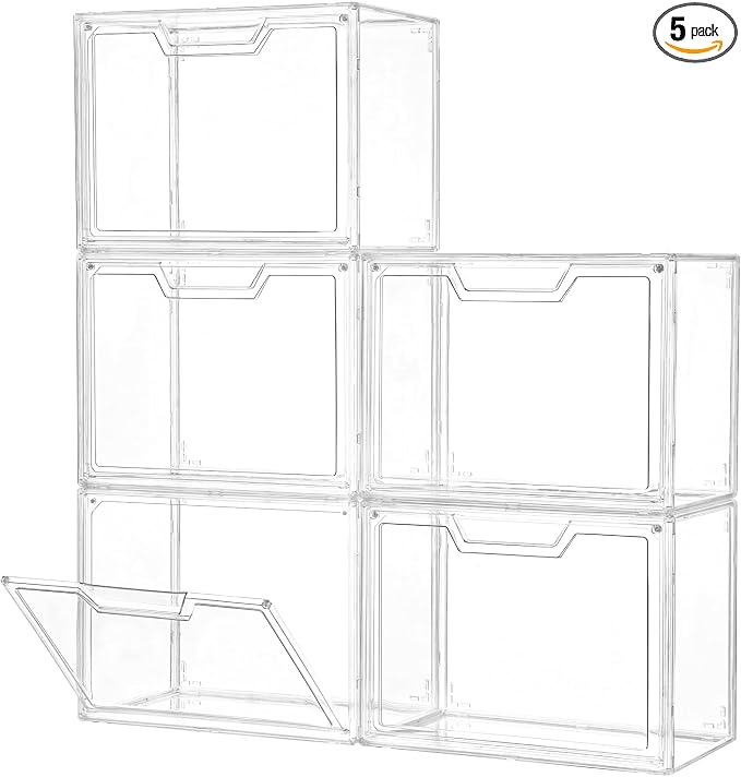 Stackable Acrylic Display Case,Clear Storage Bins with Lid for Collectibles | Purse Organizer ,Storage Boxes/Bins with Lids, Closet Organizers and Storage for HandBags, Hat, Collectibles and Lego