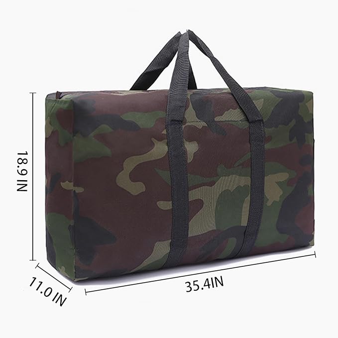 4 Packs Camouflage Extra Large Moving Bags, 125L Heavy Duty Storage Bags, Waterproof Oxford Storage Tote Duffle Bag with Zippers for Clothes, Bedding, Comforters, Pillows, Moving