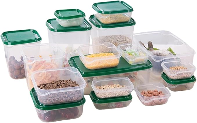 17 piece set of food grade storage and preservation box with transparent lid, kitchen refrigerator