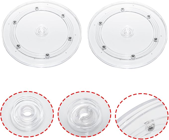 2 Pcs Clear 7 inch Acrylic Lazy Susan Rotating Turntable Organizer Bearings - Round Swivel Plate for Spice Rack, Table, Cake, Kitchen Pantry