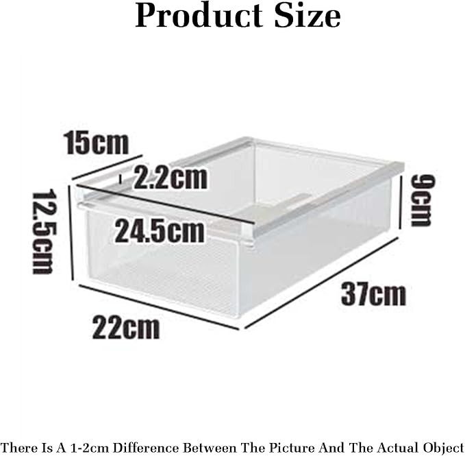 Pull Out Cabinet Storage Basket,Stackable Detachable Baskets Closet Organiser,Easy Pull Out Drawer Dividers for Closet,for Kitchen Office Wardrobes Cupboard Storage(White,37x22x12.5cm)