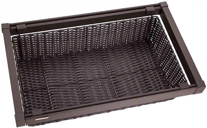 Pull Out Cabinet Storage Basket,Wardrobe Storage Organiser,Stackable Detachable Baskets Closet Storage Box,for Kitchen Office Wardrobes Cupboard Storage(Brown,437x20x480mm)