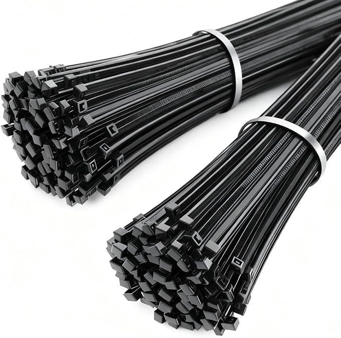 400 Pack Black Zip Ties Assorted Sizes 8+12+14+18 Inch, Heavy Duty 100lbs Self-Locking Electrical Cable Ties, UV Resistant Wire Ties for Indoor and Outdoor Use