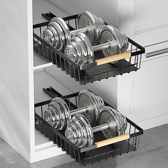 Pull Out Cabinet Organizer, Multifunctional Sliding Mesh Cabinet Basket, No Drill Pull Out Shelf Storage Drawer for Kitchen Bathroom Home Pantry