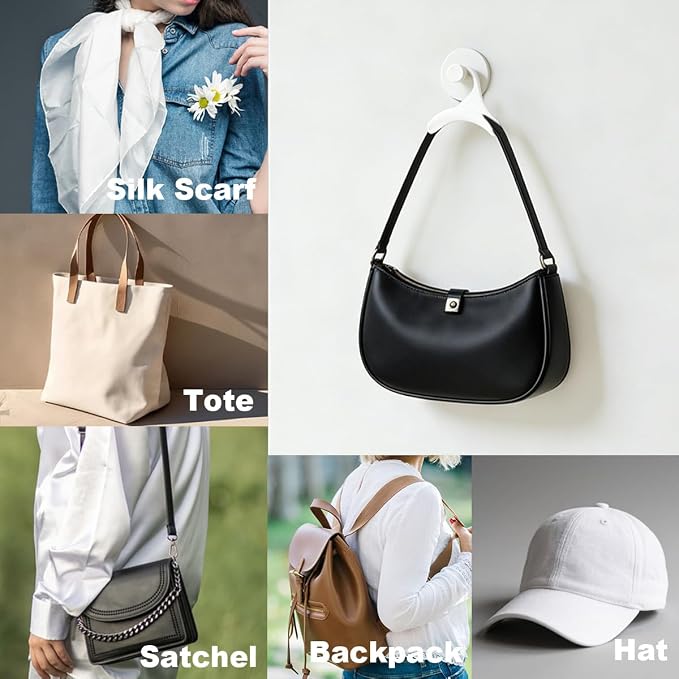 10 Pcs Purse Hanger Hook Purse Organizer Insert Hanger Holder Handbags Backpacks Arch Hook for Closet Home Storage(White)