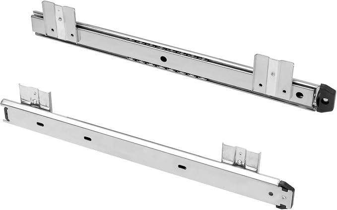 KINJOEK 2 PCS 14 Inch Under Desk Keyboard Tray Rails Slides, Adjustable Height Heavy Duty Ball Bearing Keyboard Mount Track, Silver