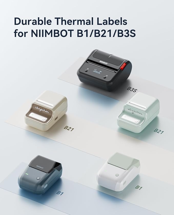 NIIMBOT 3 Roll Set Labels, 1.6" x 1.2" (40×30 mm) Waterproof Thermal Label | for B1/B21/B3S Label Maker, for Mail Address/Homemade Food/Mason Jar/Pantry Kitchen Organization