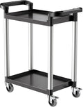 VEVOR Utility Cart, 300 lbs Load Capacity, 2-Tier Utility Plastic Cart with 360° Swivel Wheels (2 with Brakes), 24.4 x 16.1-inch Food Service Cart for Warehouse, Office, Home, Restaurant, Kitchen