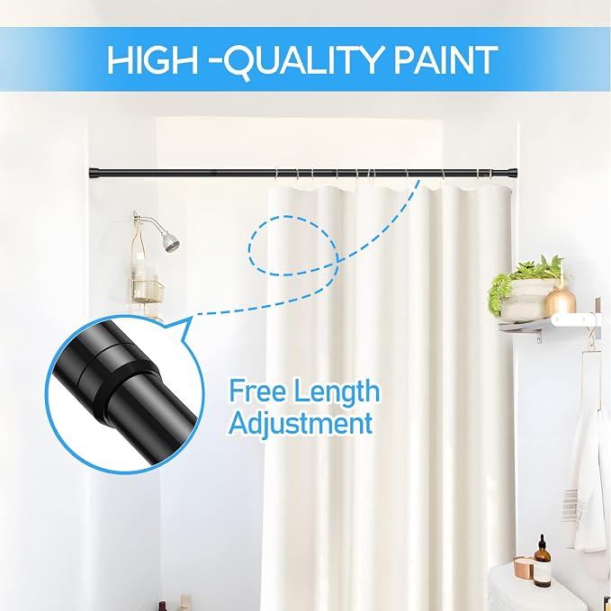 6 Pack Spring Tension Rods 28-45IN, 5/8 Inch Diameter Black No Drill Spring Loaded Adjustable Extendable, Small Short Tension Curtain Rod for Windows Kitchen Doorway Closet Cupboard