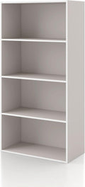 Homes: Inside + Out Apexa 4-Tier Cube Storage Organizer Shelves, Stackable Wood Bookcase Fits Cubby Bins for Organization, Dorm Teen Room Decor & Home Office, Taupe Grey