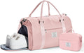 Gym Bag Womens Mens with Shoes Compartment and Wet Pocket Travel Duffel Bag for Women for Plane Sport Gym Tote Bags with Toiletry Bag Waterproof Weekend Overnight Carry on Bag Hospital Holdalls
