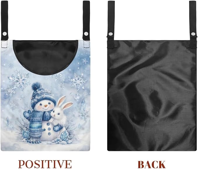 Winter Snowman Adjustable Door-Hanging Laundry Clothespin Bag Bunny Clothespin Storage Bags Laundry Clothespins Bag, Hanging Storage Organizer with Hanging Rope for Home Outdoor