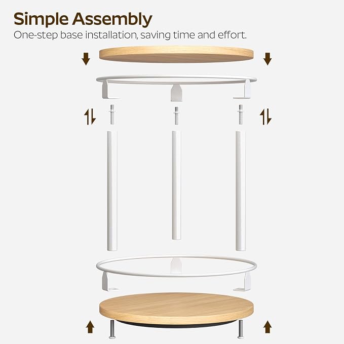 YATINEY Lazy Susan Organizer, Rotating Spice Rack, 2 Tier Spice Turntable Organizer, Industrial Turntable Spice Holder, for Kitchen Countertop, Compact and Versatile, White and Natural SR22WN
