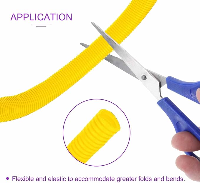 DMiotech 10ft Wire Loom Split Tubing 1/2 Inch(12.7mm) ID, Cord Protectors from Pet Flexible Conduit Cable Management for Office Home Garden, Yellow