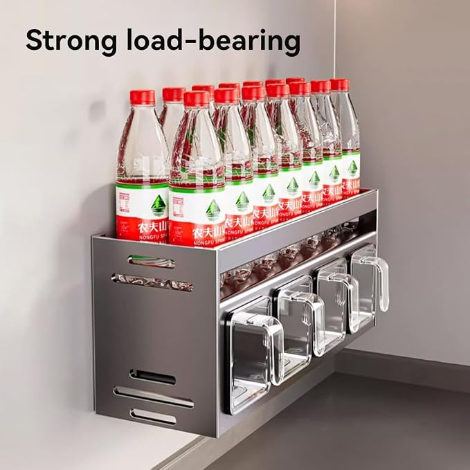 Kitchen Spice Rack Wall Mount Hanging Seasoning Box Over Stove Hanging Shelf Seasoning Jar Organizer for Sugar Salt Pepper (4 Box)