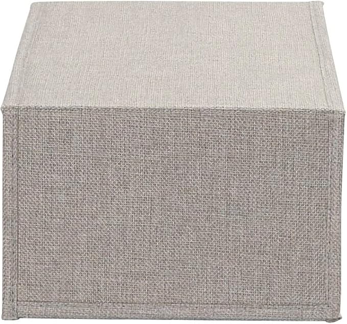 Household Essentials Small Drop Front Shoe Box with Clear Front Panel, Sturdy Poly‑Blended Linen, Gray Finish, Set of 2