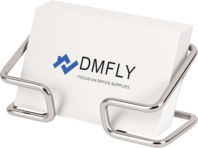 Metal Business Card Holder for Desk, Cute Card Display Stand, Compatible with Various Countertops, Silver