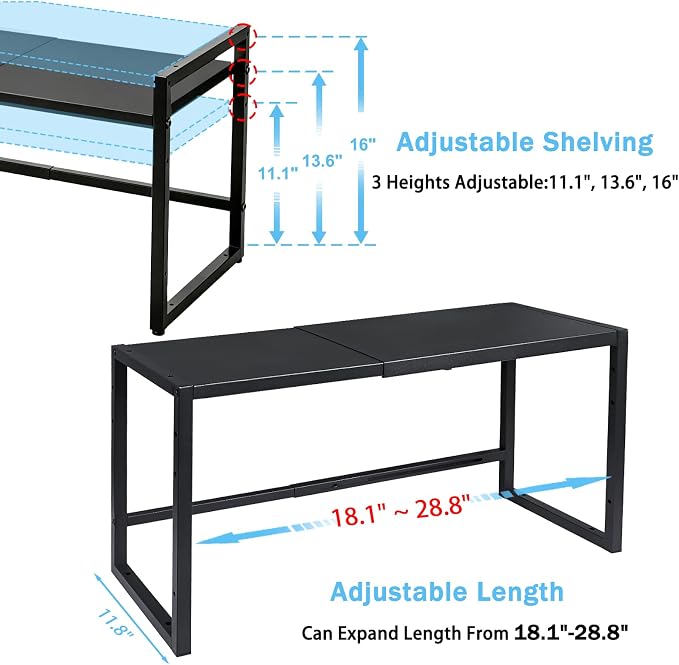 Expandable 150 LBS Heavy Duty Storage Shelves,Metal Shelving Unit for Pots Pans Microwave Small Appliance,Adjustable Storage Rack Shelf Organizer For Kitchen Garage Warehouse Cabinet Closet Pantry