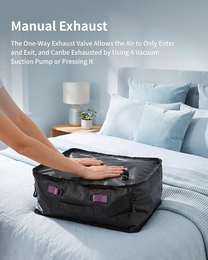 Reusable Vacuum Compression Travel Bag, 28L 1-Pack Vacuum Seal Bag, IP68 Waterproof Space Saver Bags, for Suitcase, Backpack, Home Storage