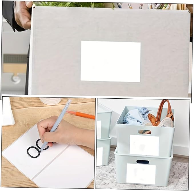 VILLCASE 25 Sheets Glossy White Vinyl Sticker Paper Shipping Labels for Storage Bins Rectangle Stickers for Kitchen