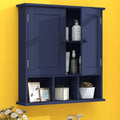 TaoHFE Blue Bathroom Over The Toilet Storage Cabinet,Wall Medicine Cabinet Organizer with 2 Door Adjustable Shelves,Wooden Modern Bathroom Shelves Wall Mounted Laundry Room