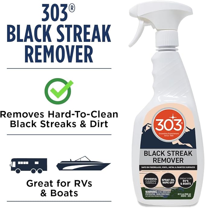 303 Products Black Streak Remover - Removes Black Streaks and Dirt, Provides A Clean, Streak-Free Finish on RVs, Campers, Pop-Ups, Motorhomes, and Boats, 32oz (30243)