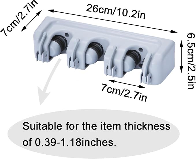 TOGU 2 Pack Mop and Broom Holder Wall Mounted 3 Position Storage Rack with 4 Retractable Hooks Holds up to 7 Tools Utility Weatherproof Holder for Garage Storage Systems Broom Organizer,Gray
