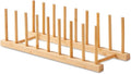NOVAYEAH Bamboo Wooden Dish Rack-Plate Pot Lid Cutting Board Organizer Holder Rack for Cabinet-Kitchen Cabinet Organizer for Dish, Pots, Lids, Bowls, Bottles, Books, and Puzzle