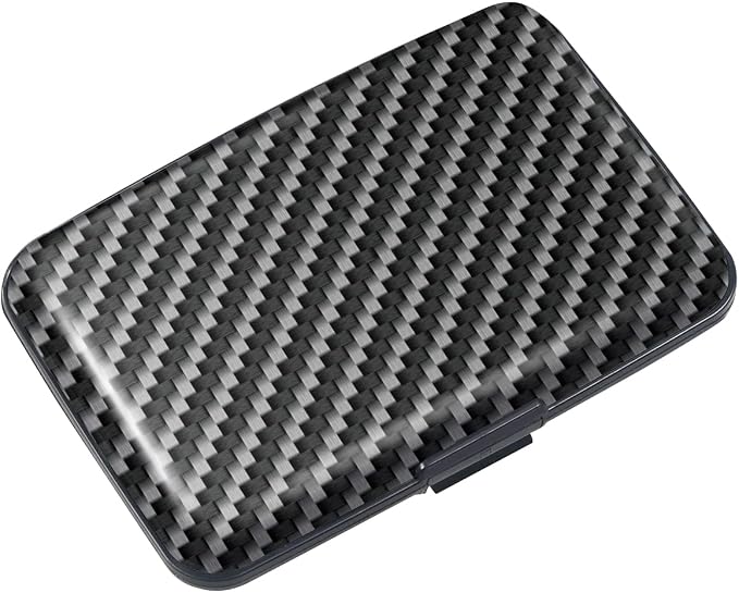 Coco Rossi Credit Card Holder RFID Aluminum Small Mini Wallet Men | Metal Wallet, Business Cards Holder, ID Case, Slim Sleeves, Mens Gift, Carry Proof Wallets for Travel, Carbon Fiber