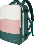 Taygeer 17.3" Laptop Backpack for Women, Airline Approved Carry On Backpack | TSA Friendly Backpack for Nursing Doctor Business Travel, Travel Daypack for Work Essentials, Beige Peacock Pink