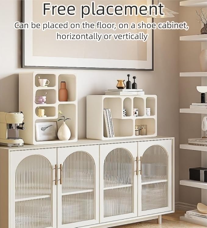 Coffee Station Organizer for Countertop Multi-Grid Storage Cabinet Simple Jewelry Rack Cup Organizer Arched Entrance Display Multi Scenario Use(2)