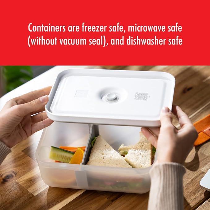 ZWILLING Fresh & Save Plastic Lunch Box, Airtight Food Container, Meal Prep, BPA-Free, Grey, Semitransparent - Large