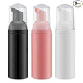 Tekson 3 PCS Soap Foam Bottle (2 oz), Empty Travel Foaming Lash Shampoo for Cleanser, Dispenser (Black&White&Pink Pump)