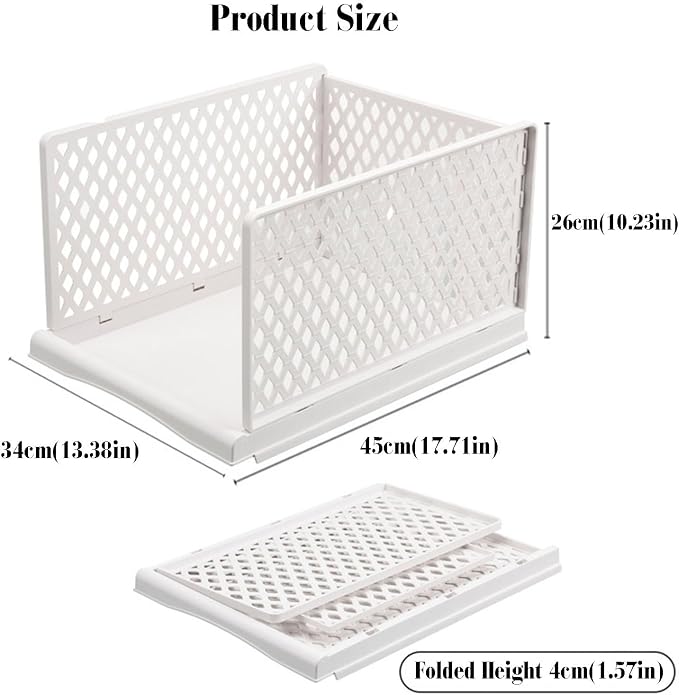 Closet Pull-Out Basket,Pull Out Drawer Organizer Containers Storage Bin,Stackable Shelf Baskets Organizer,for Bedroom Office Bathroom(13.38 x 17.71 x 10.23in)