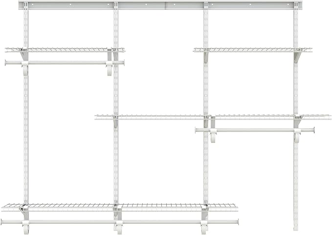 PROWORX 4-6 Ft Closet Organizer System, Adjustable Metal Wire White Closet System, Expandable Walk in Closet Organizers and Storage System, Closet Shelves with Hanging Rods