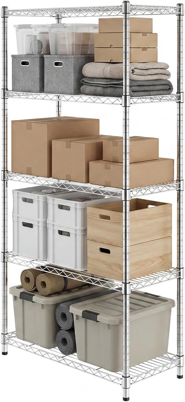 SafeRacks NSF 5-Tier Heavy Duty Steel Wire Shelves (14"x30"x60")