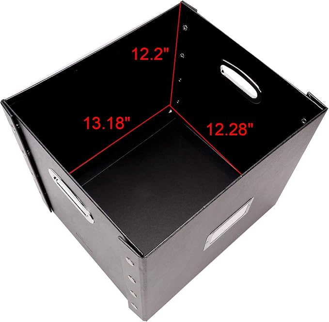 Snap-N-Store Vinyl Record Storage Box - 12" - 2 Pack - Crate Holds up to 75 Vinyl Albums - Black