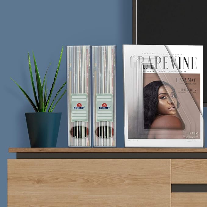 Acrimet Magazine File Holder, Vertical Desk Organizer, Clear, 2 Pack | Durable Plastic, Office & Home Use, Rack Design for Folders and Mail, Space-Saving Storage