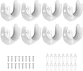 Closet Rod End Supports, 1 Inch, White, 8 Packs | Stainless Steel, Heavy Duty, U-Shaped with Screws, Wardrobe Bracket, Pole Sockets Flange Rod Holder