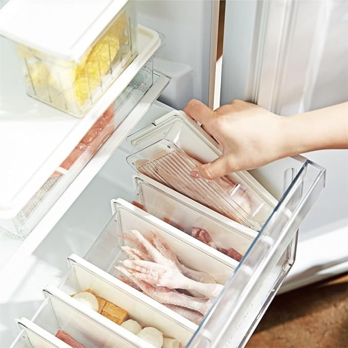 Food Storage Container Refrigerator Fresh-Keeping Storage Box Sealed Frozen Box Storage Household Portable Sub-Package Box Kitchen Refrigerator Food Organizer (Color : Clear, Size : D)
