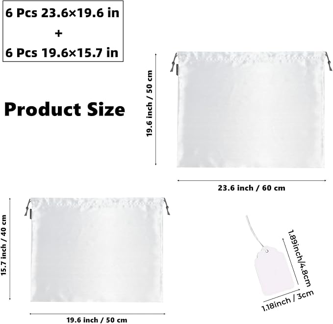 12 Pack Dust Bags for Handbags, Silk Cloth Bag With Drawstring Large Travel Storage Pouch for Handbag Purse Shoes Boots