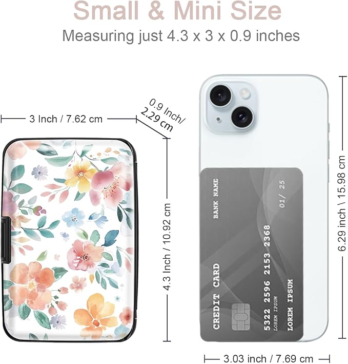 Coco Rossi Credit Card Holder RFID Aluminum Small Mini Wallet Women | Metal Wallet, Business Cards Holder, ID Case, Slim Sleeves, Womens Girls Gift, Carry Wallets for Travel, Watercoler Floral