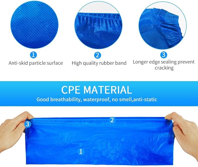 Green Convenience 200 Pack 100 Pairs Disposable Shoe Covers Boot Cover Waterproof, Dust proof, The Size Fit Most, Non-slip, Blue, Protect Your Shoes, Floor, Carpet